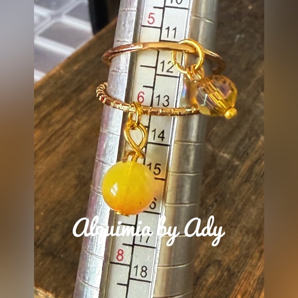 Alquimia Gold and Pink jade Ring with Dainty Design pinky - Picture 2 of 2